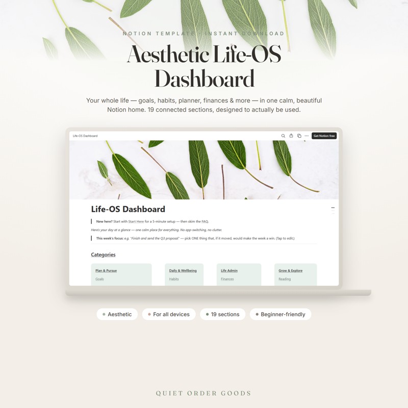 Notion Life Planner — All-in-One Life OS